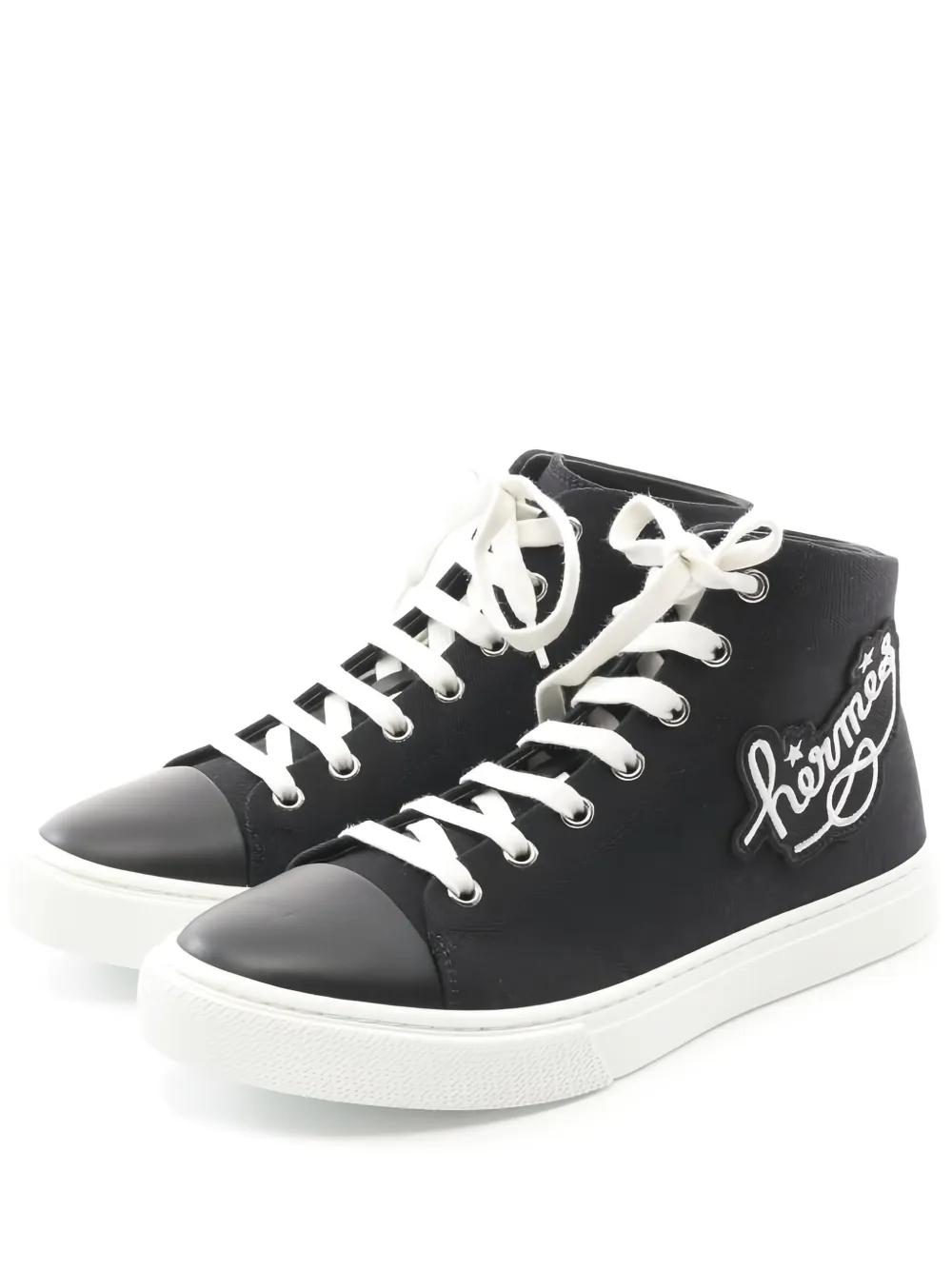 Hermès Pre-Owned embroidered-patch high-top sneakers | Black | Image 1