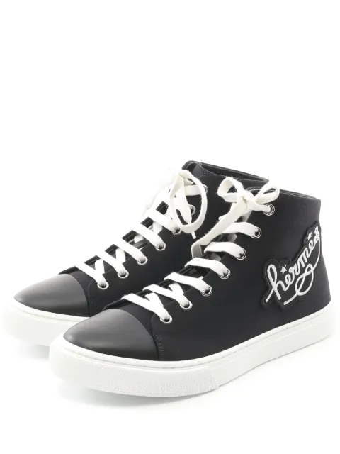 Hermès Pre-Owned embroidered-patch high-top sneakers