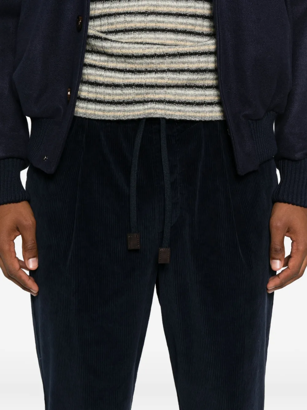 Jacob Cohen Drawstring Corduroy Trousers In Blue