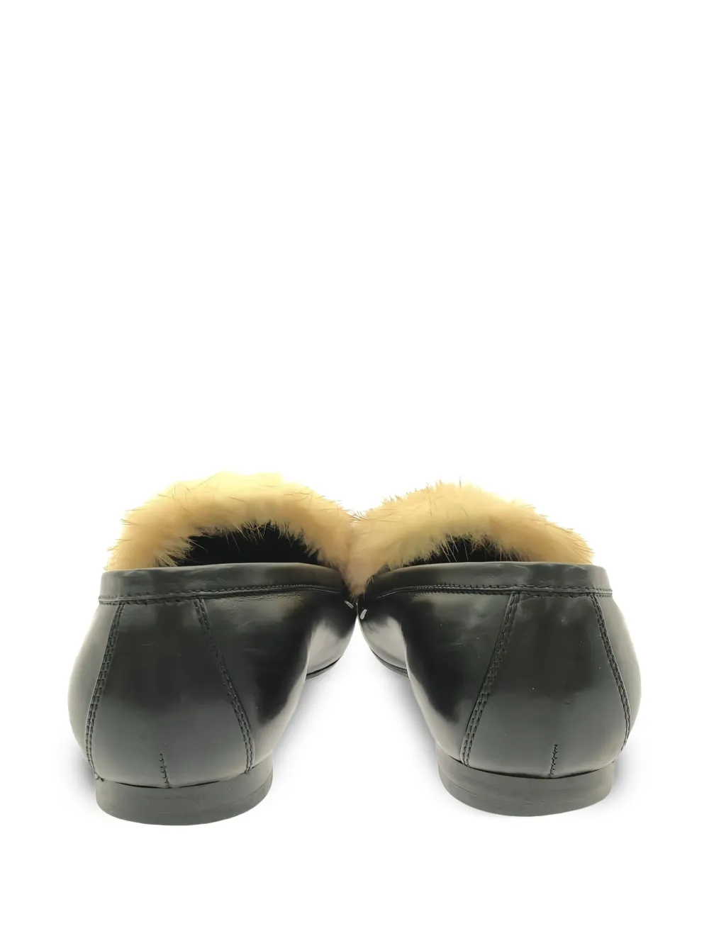 Pre-owned Louis Vuitton Fur-trimmed Leather Loafers In Black