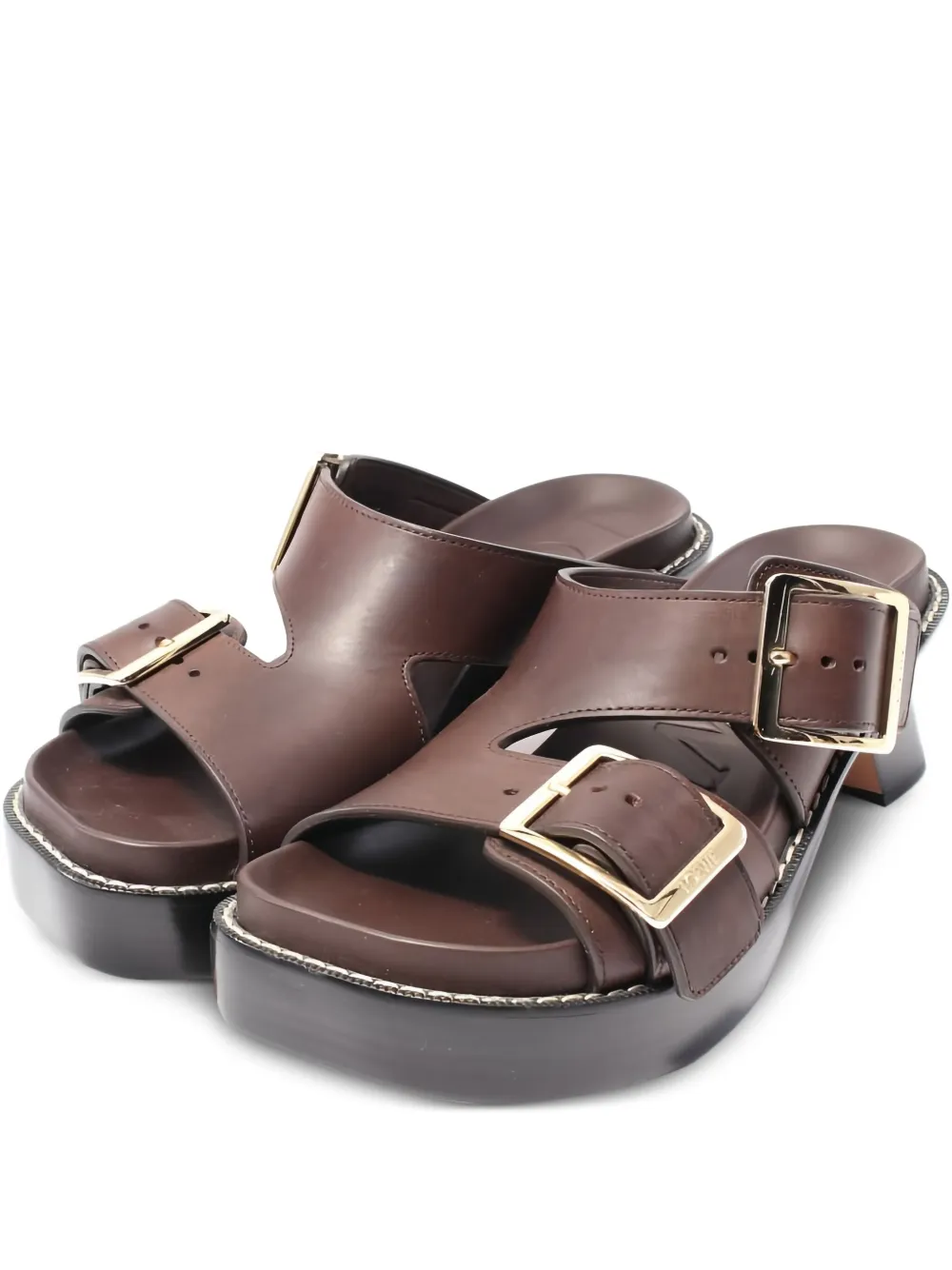 Pre-owned Loewe 80mm Ease Buckle-embellished Platform Sandals In Brown