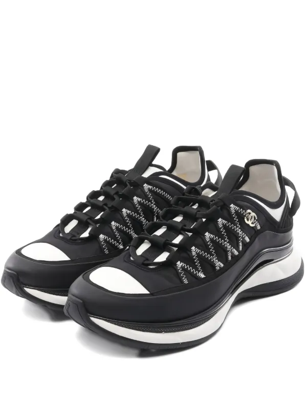 CHANEL Pre-Owned slip-on Leather Sneakers Black FARFETCH IN