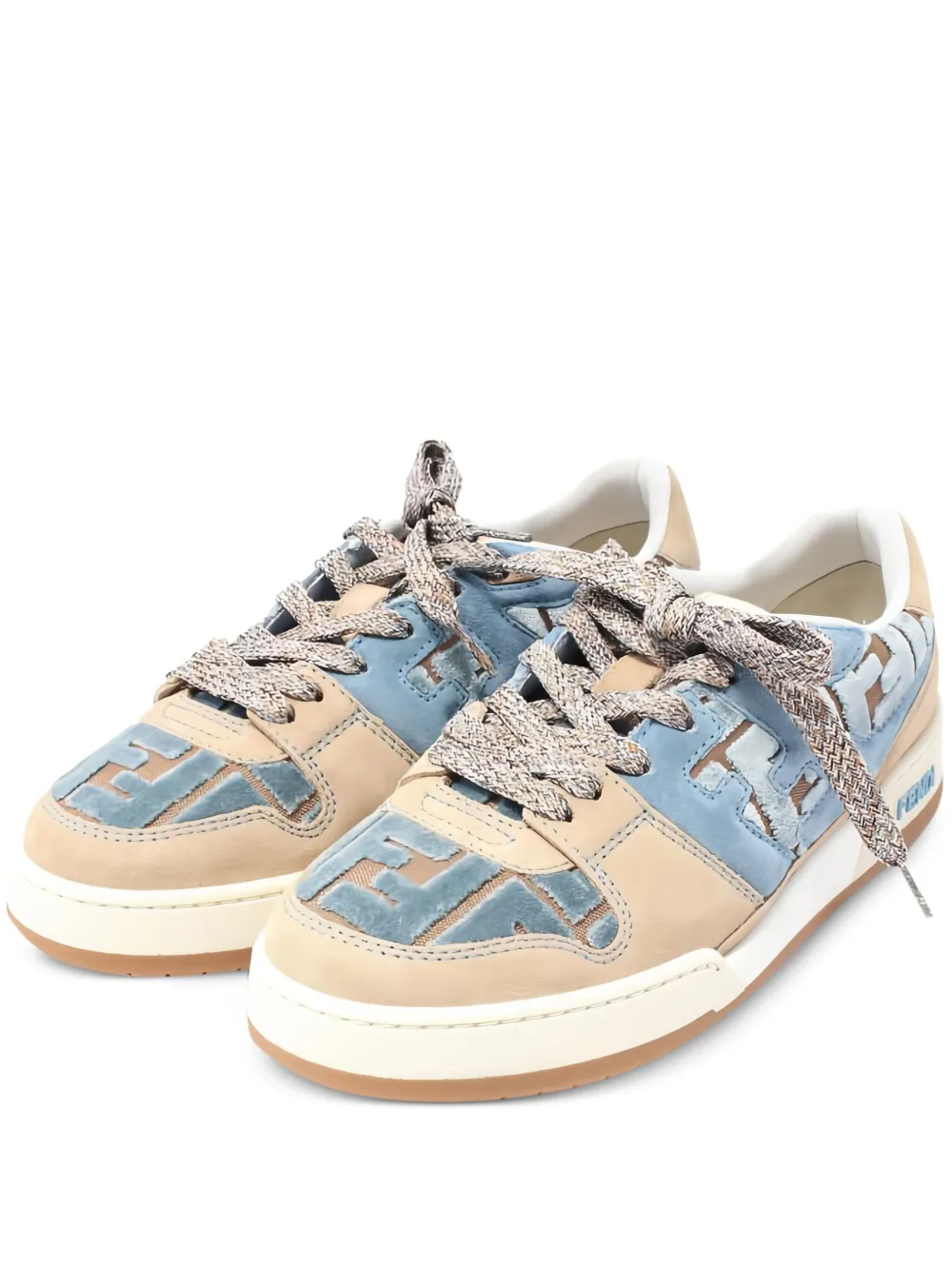 Fendi Pre-Owned FF-logo leather sneakers | Neutrals | Image 1
