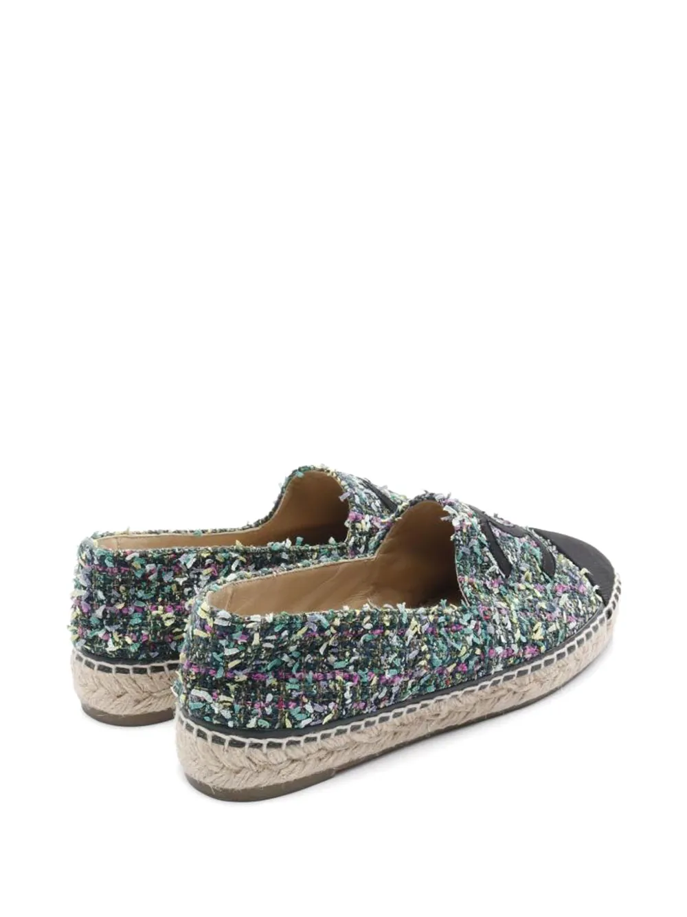 CHANEL Pre-Owned Tweed espadrilles met logodetail - Zwart