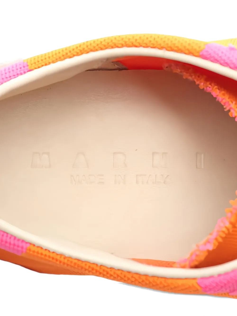 Pre-owned Marni Lace-up Panelled Sneakers In Orange