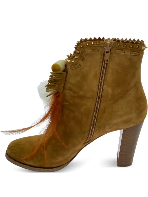 Christian Louboutin Pre-Owned 85mm feather-detail Suede Ankle Boots Brown  FARFETCH IN
