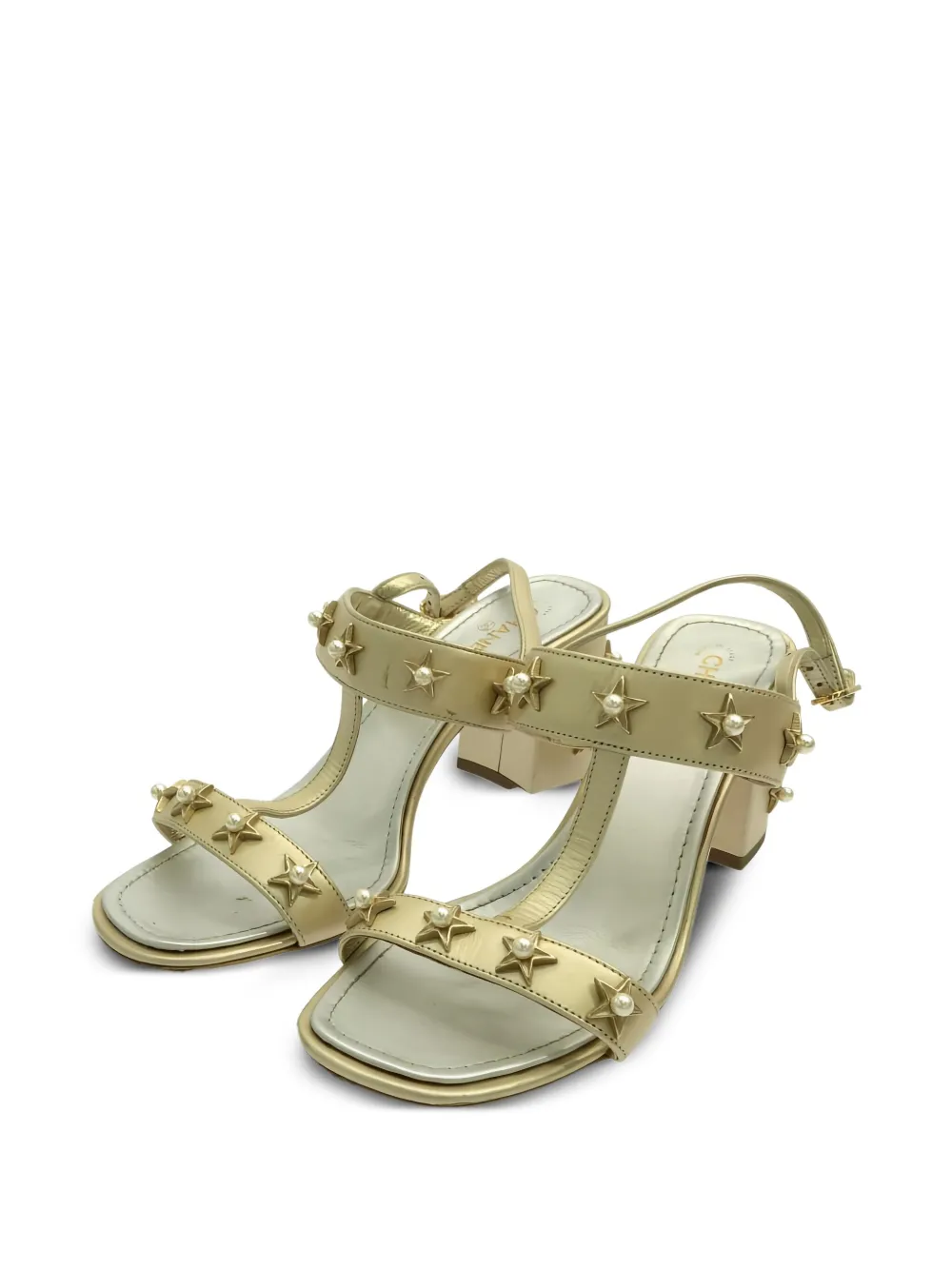 CHANEL Pre-Owned 70 mm sandalen verfraaid met ster en parels - Goud