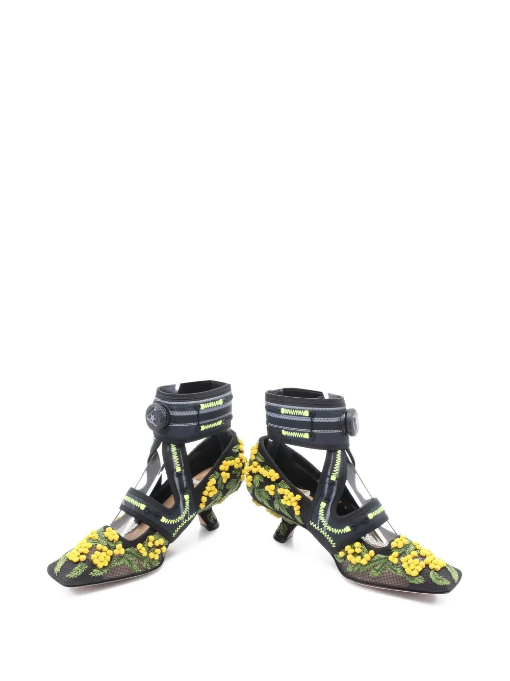 Christian Dior Pre-Owned x Roger Vivier 50 mm Mimosa pumps verfraaid met bloemen - Zwart