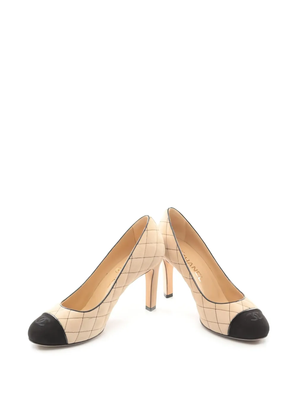 CHANEL Pre-Owned 85 mm gewatteerde suède pumps - Beige
