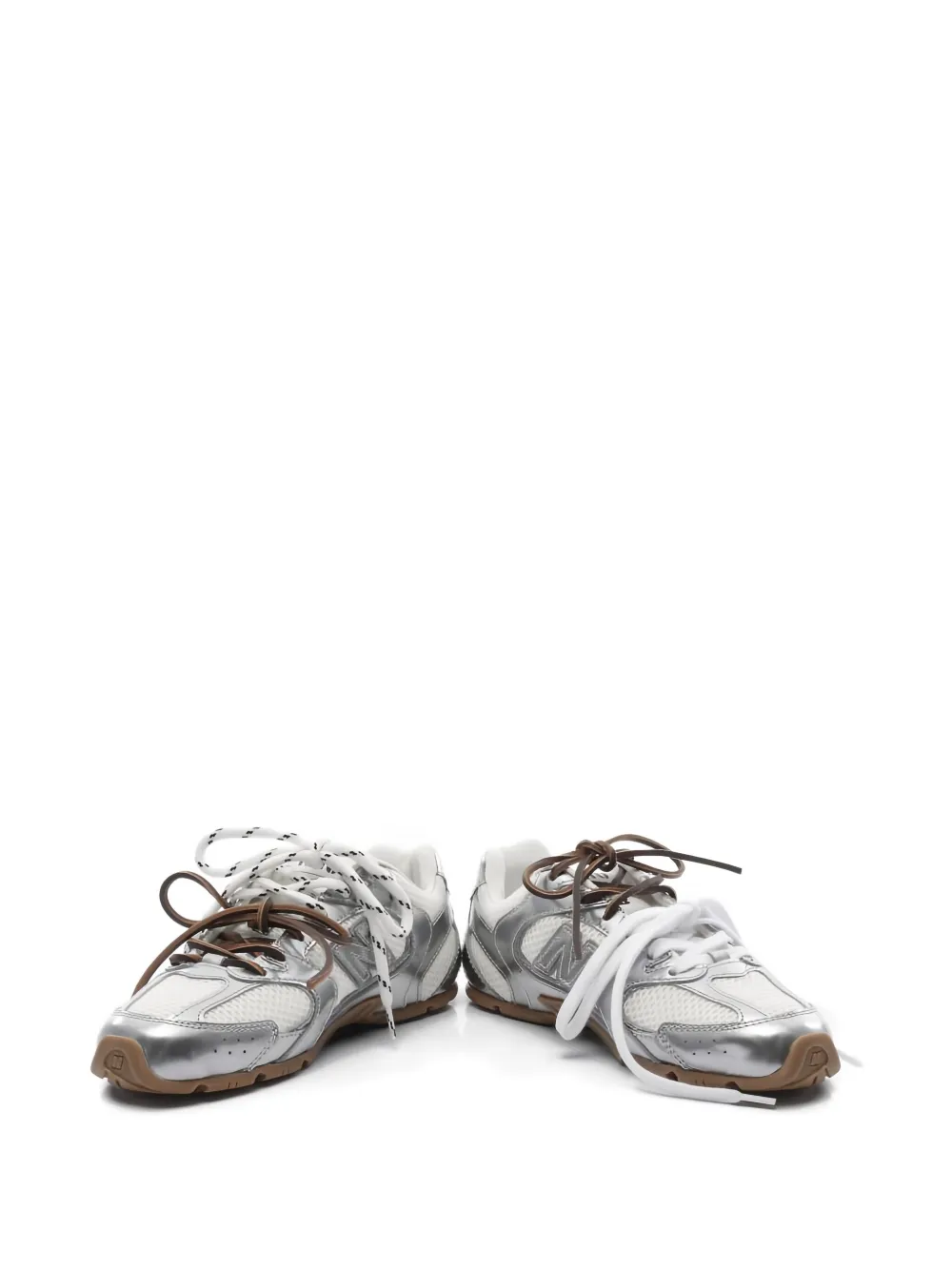 Miu Miu Pre-Owned x New Balance 550 metallic-effect leather sneakers | Image 2