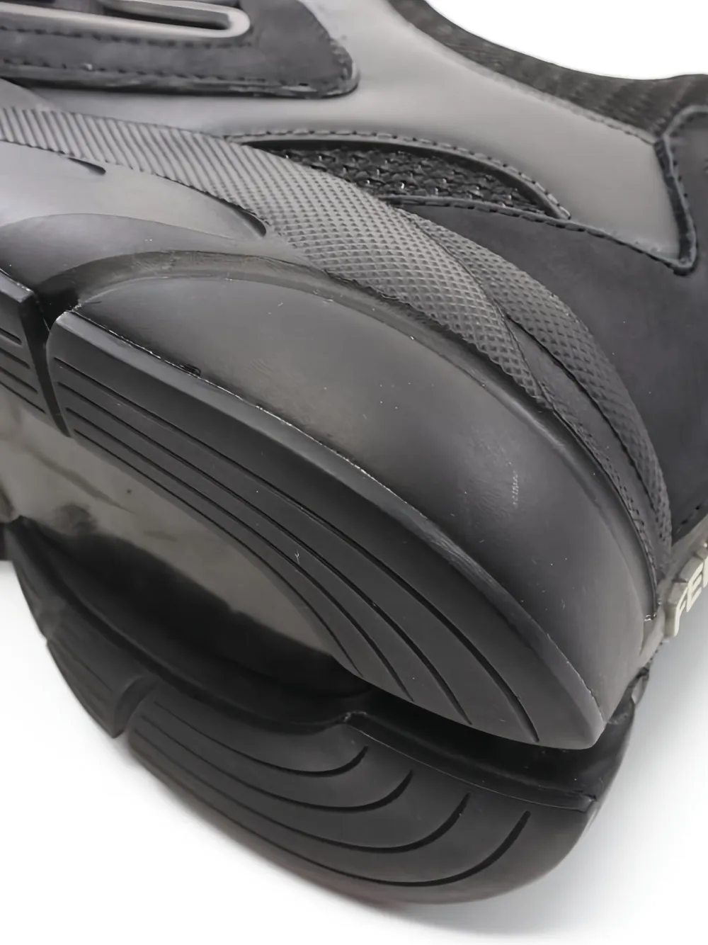 Pre-owned Fendi Faster Suede Sneakers In Black
