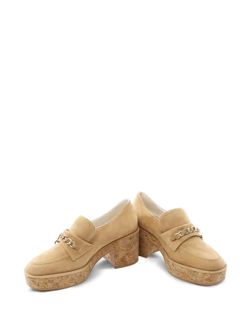 CHANEL Pre-Owned 70 mm loafers verfraaid met ketting - Beige