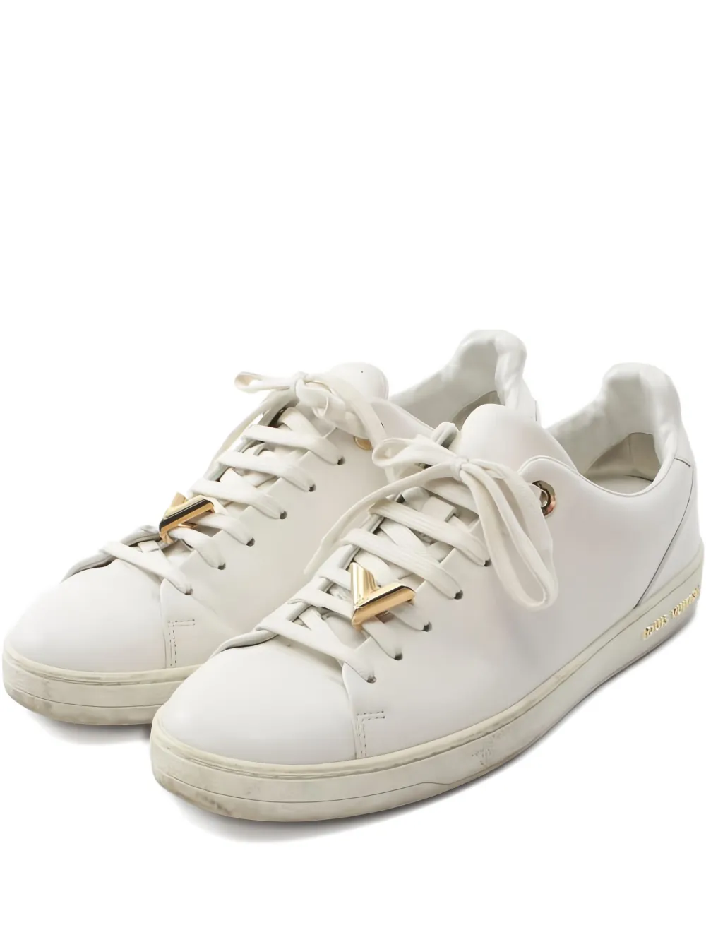 Louis Vuitton Pre-Owned Front Row Vディテール レザースニーカー - ホワイト Louis Vuitton Pre-Owned Front Row Vディテール レザースニーカー - ホワイト