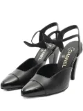 CHANEL Pre-Owned 95mm leather bow-tie pumps - Black
