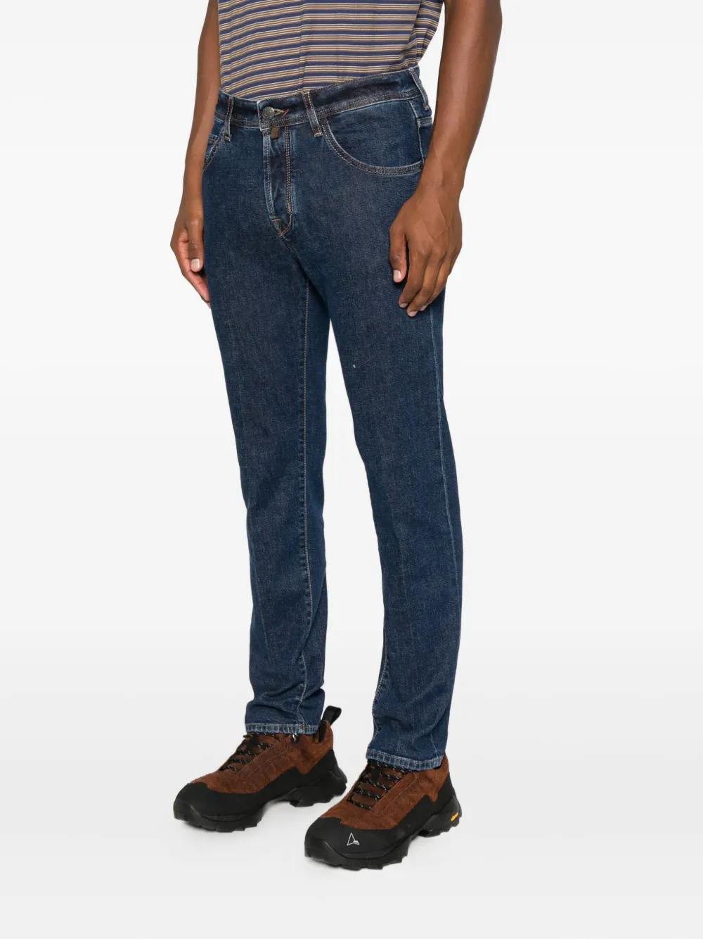 Jacob Cohen Tailored Cropped Denim Trousers In Blue