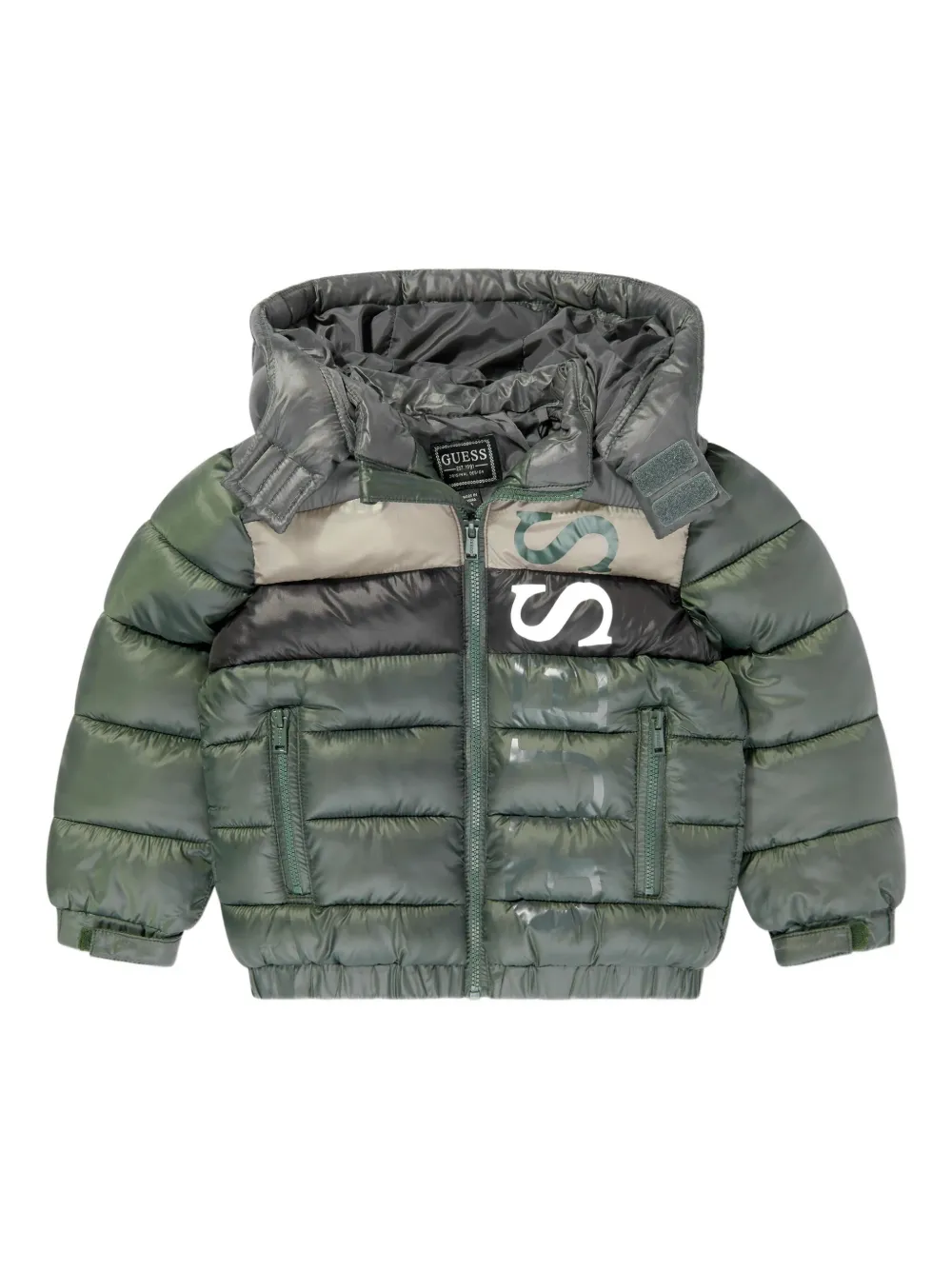 guess kids chamarra con diseño color block y capucha | verde | Image 1