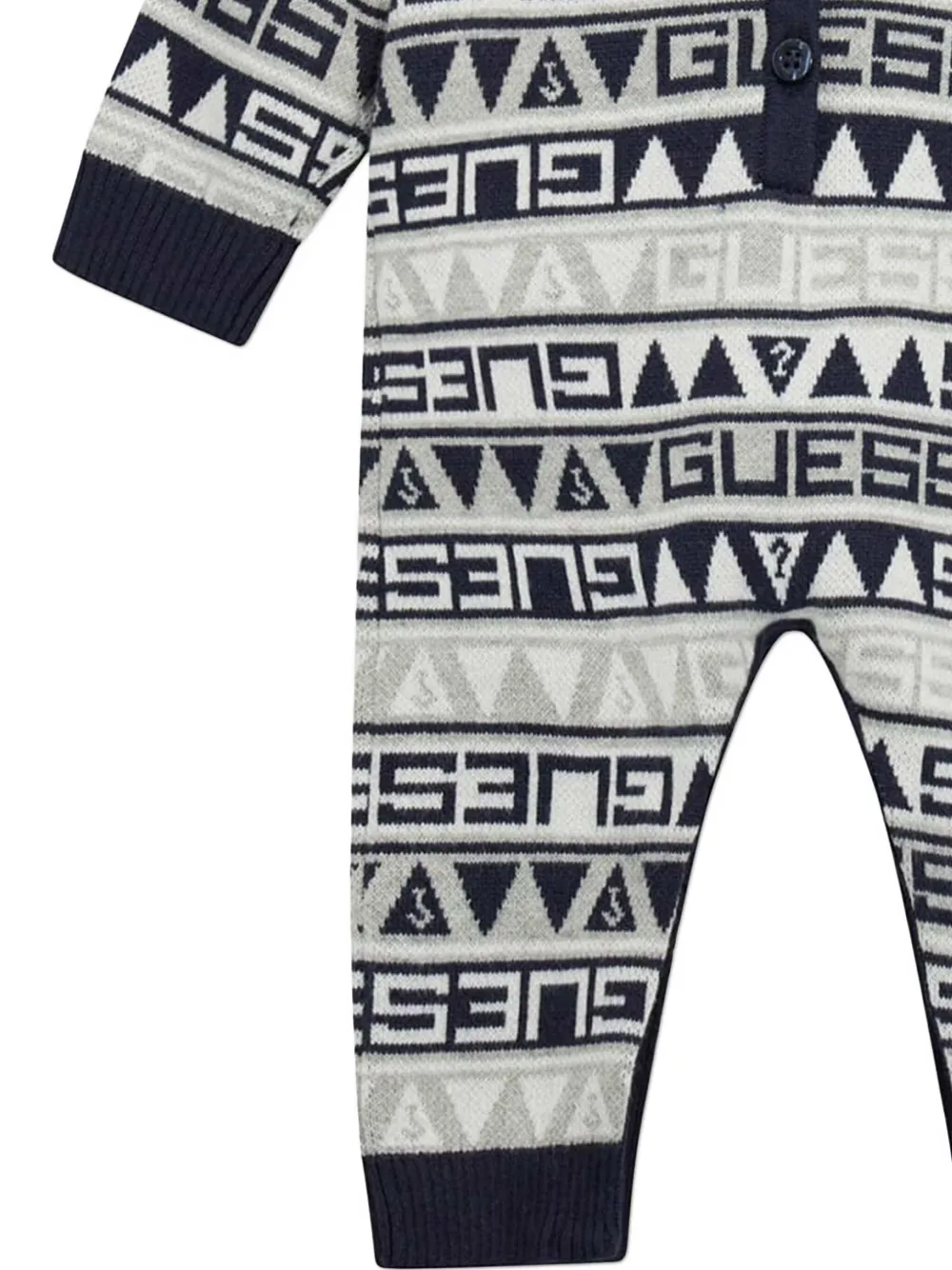guess kids Romper met logopatroon en lange mouwen Wit