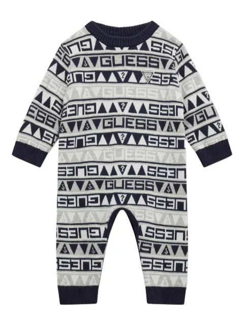 guess kids logo-pattern long-sleeves romper