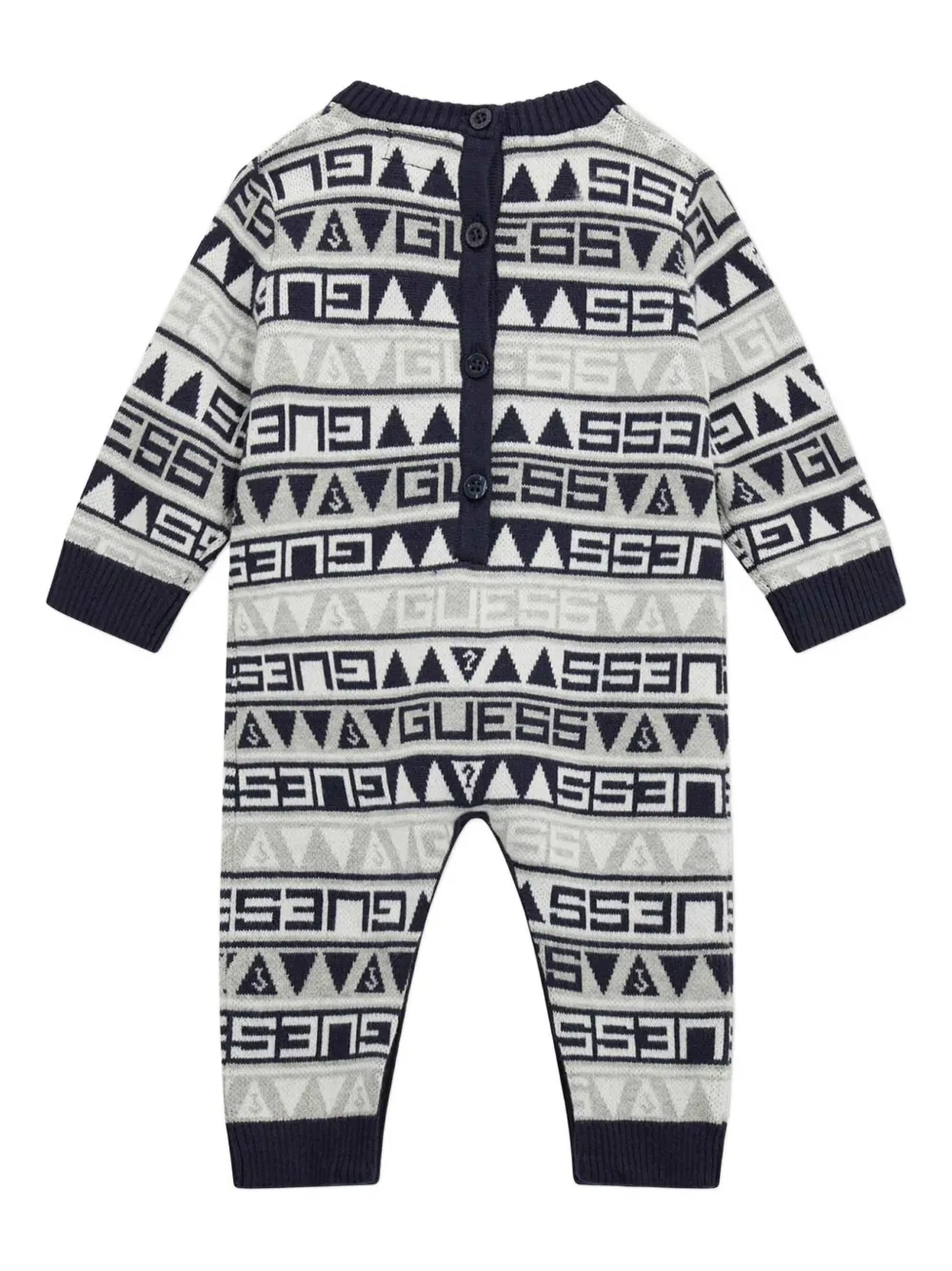 Guess kids logo-pattern long-sleeves romper - Wit