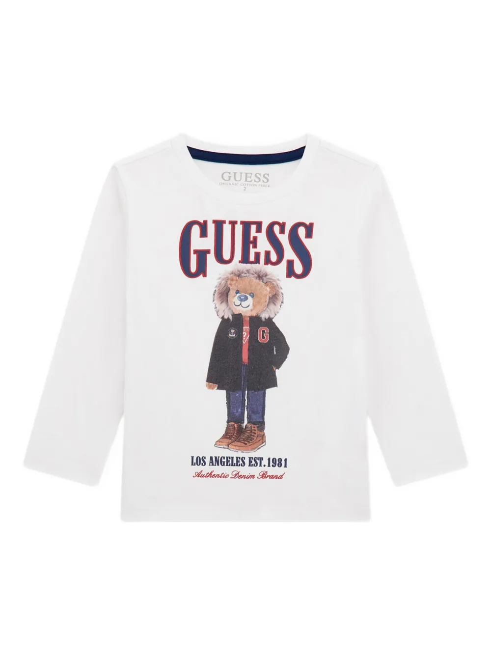 guess kids teddy-print long-sleeve top | White | Image 1