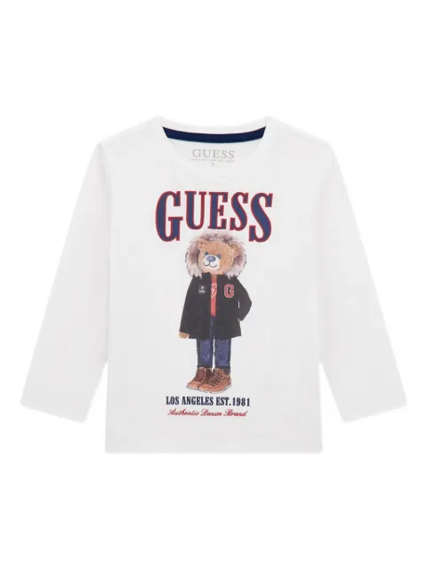 guess kids teddy-print long-sleeve top