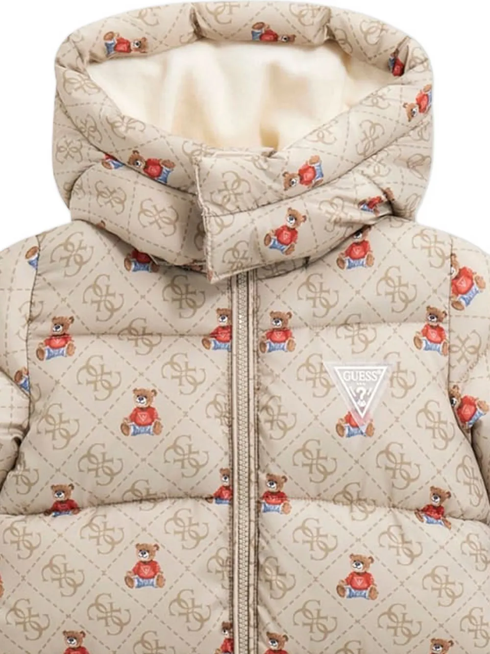 guess kids Skipak met capuchon en teddyprint Beige