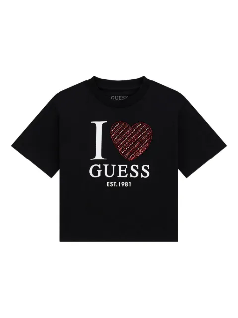 guess kids t-shirt à imprimé cœur