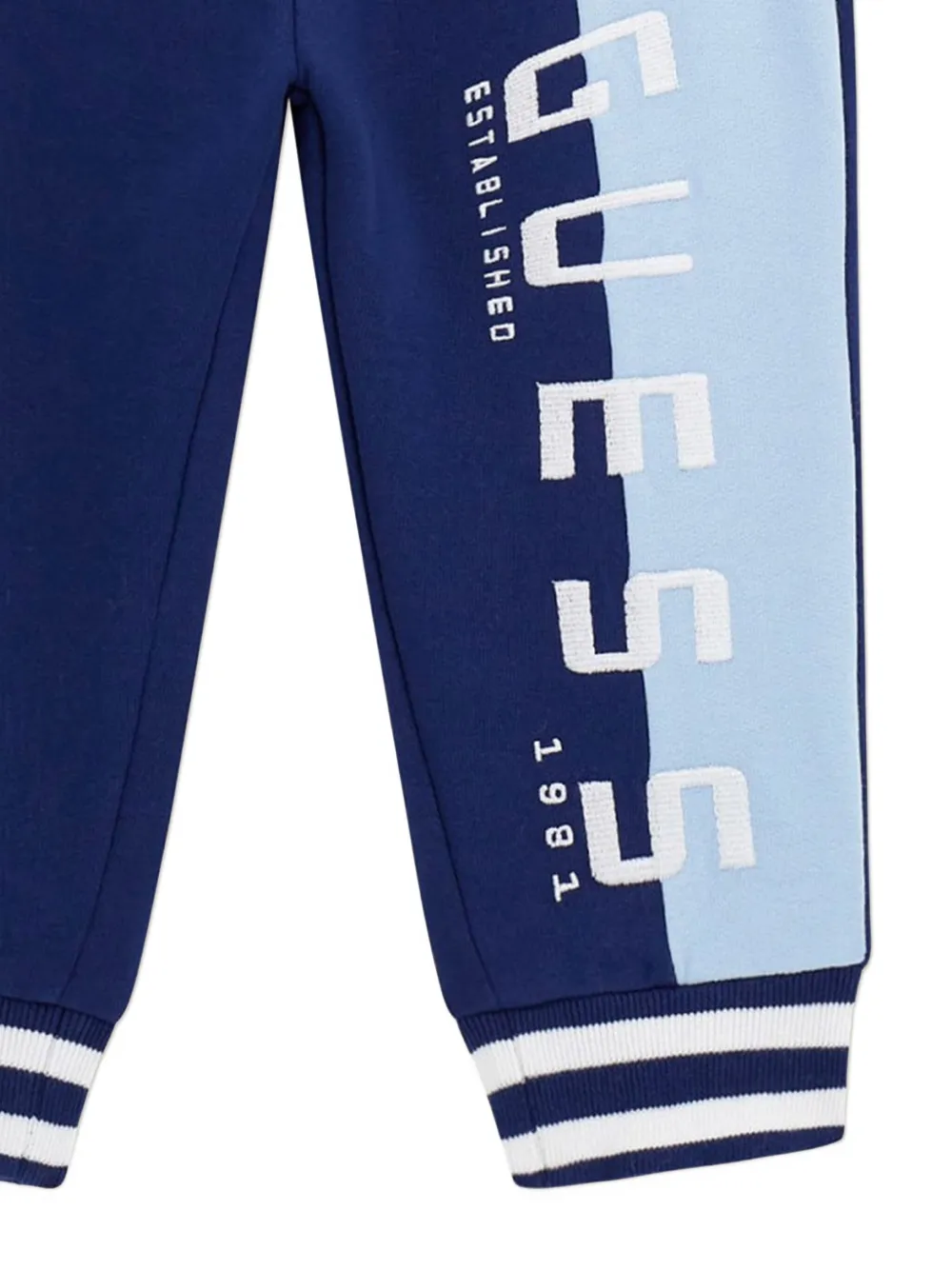 Guess Logo-embroidered Track Pants In Blue
