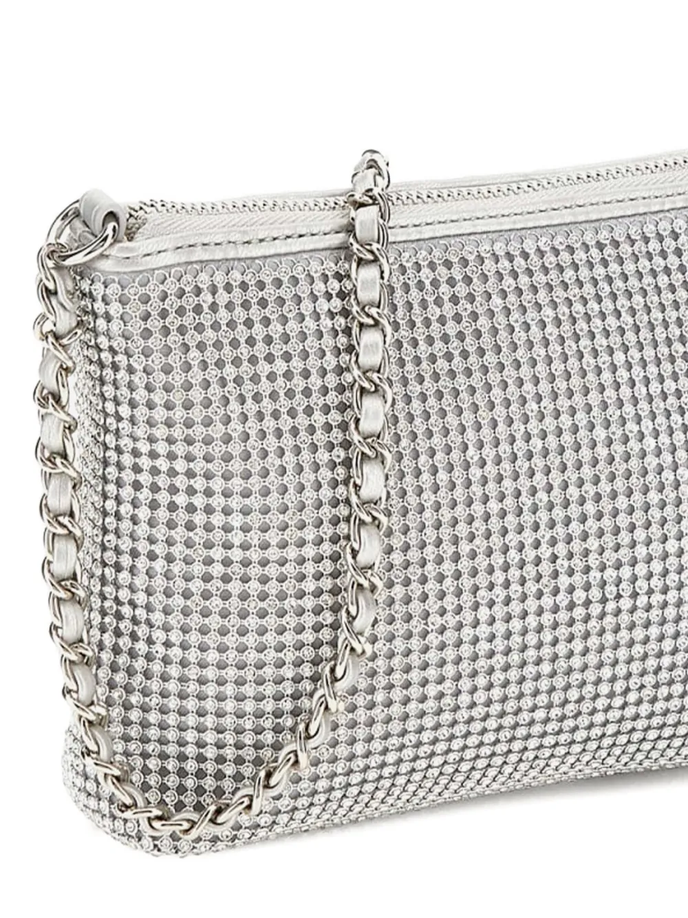 Guess Crystal-embellished Chain-strap Bag In Silver