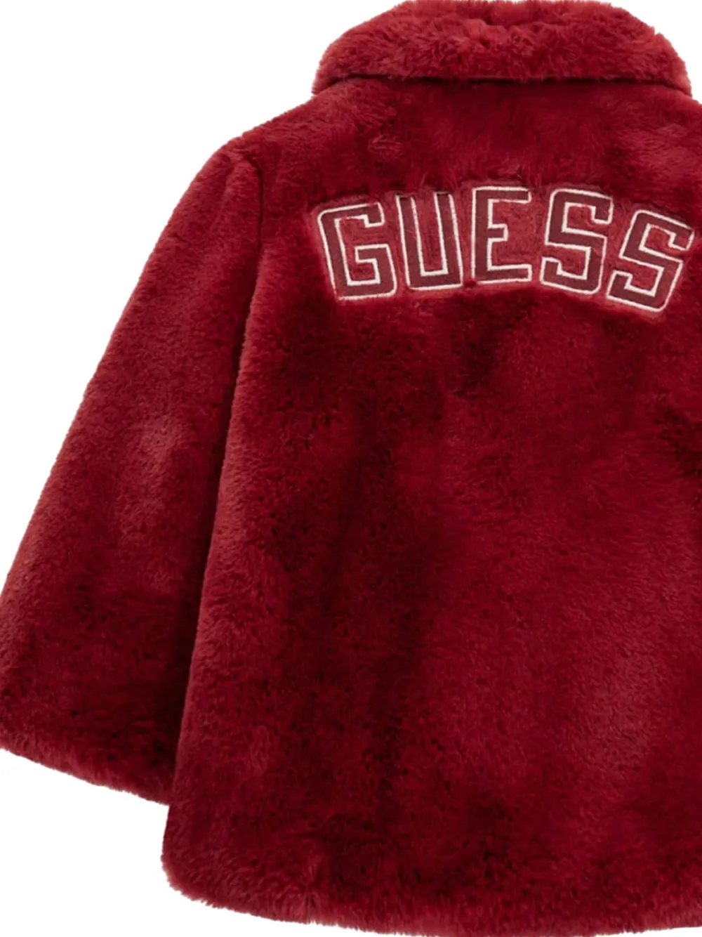 Guess Girls Faux Fur Jacket In Red