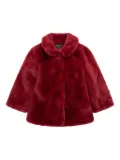 guess kids faux-fur peter pan collar jacket - Red