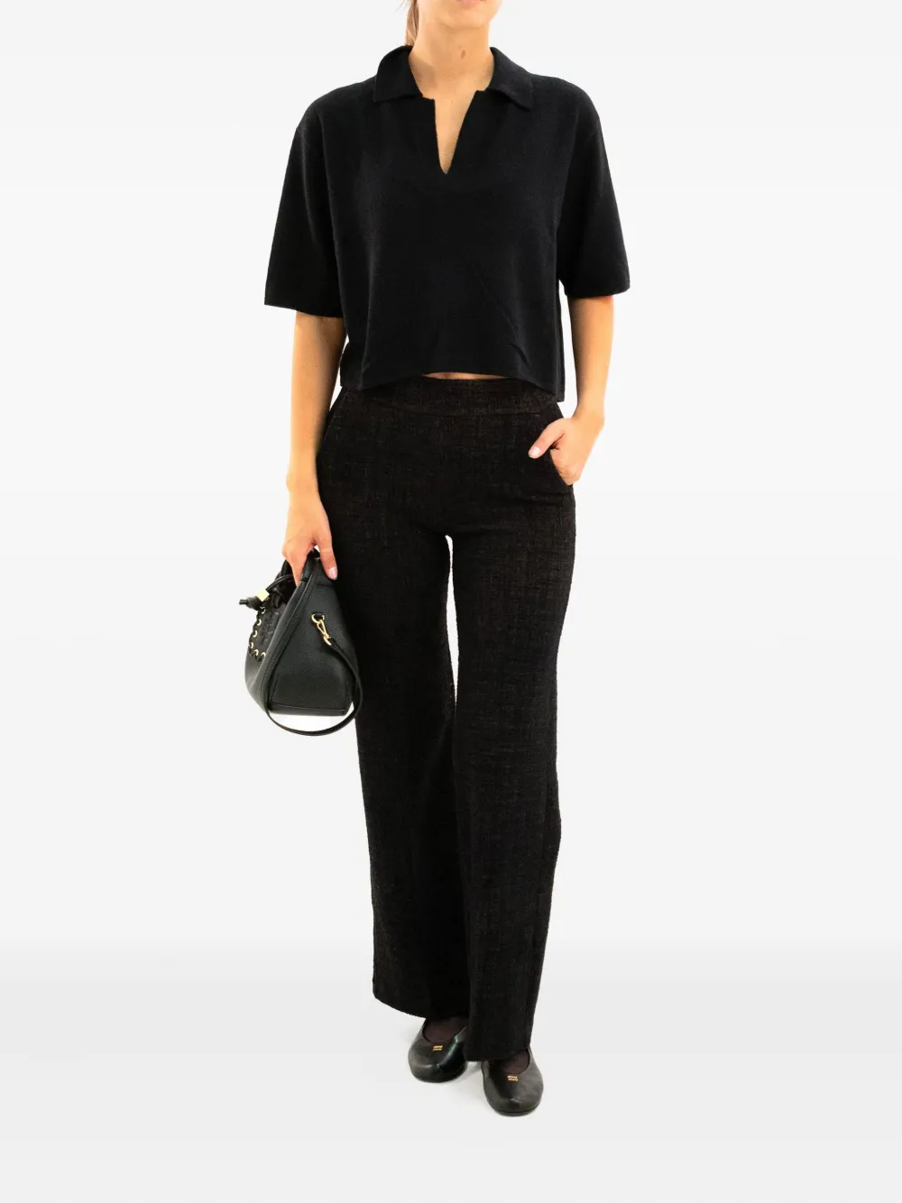 Avenue Montaigne Carla Textured Trousers In Gray
