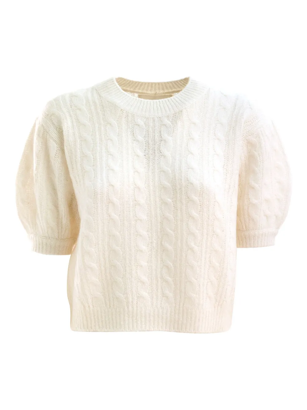 Lisa Yang Cable-knit Puff-sleeve Sweater In Neutral