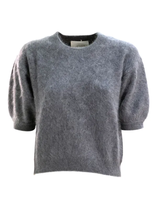 Lisa Yang Puff-sleeve Mohair Sweater in Grey