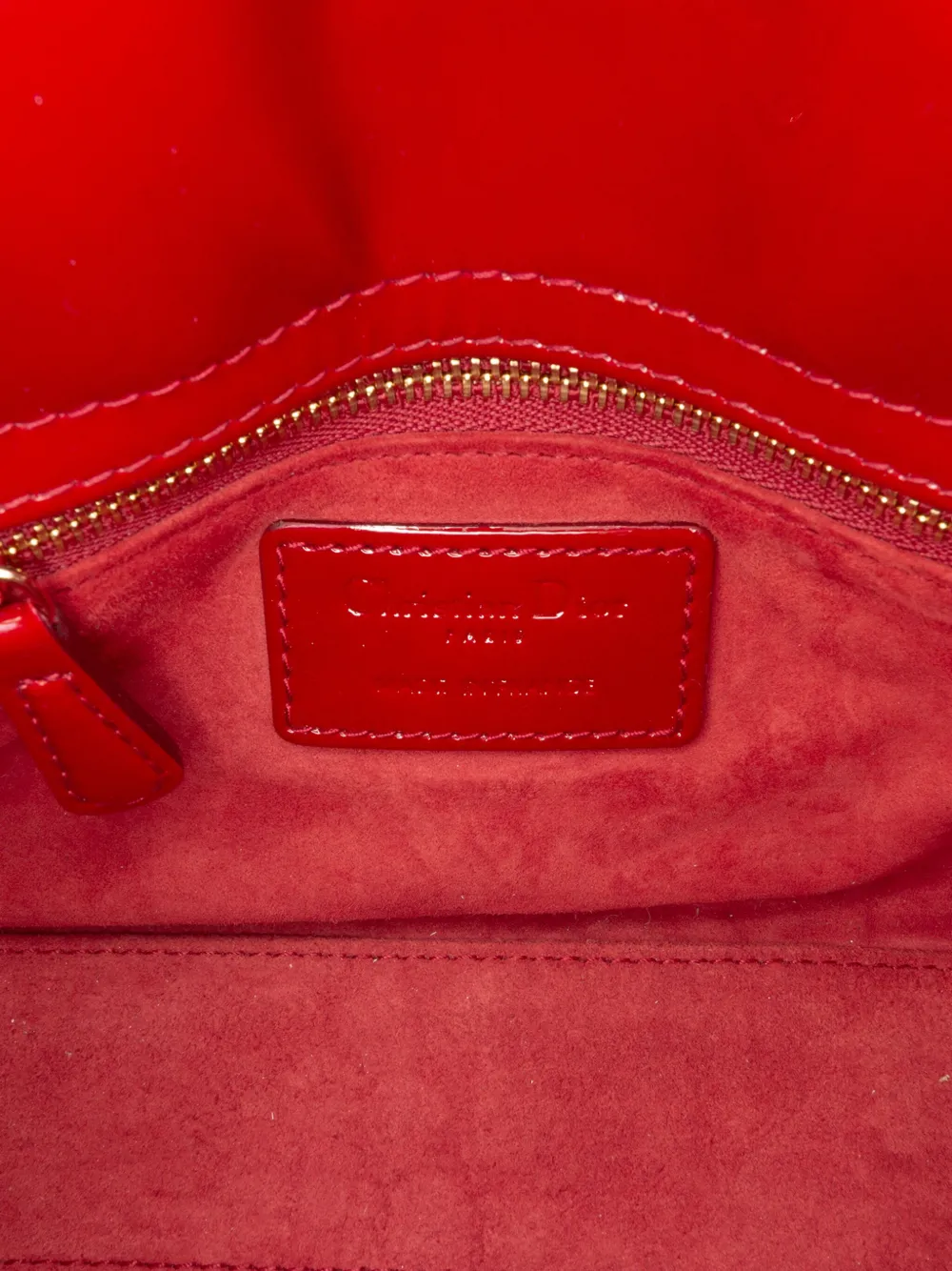 Pre-owned Dior 2020 Mini Patent Cannage Lady  Satchel In Red