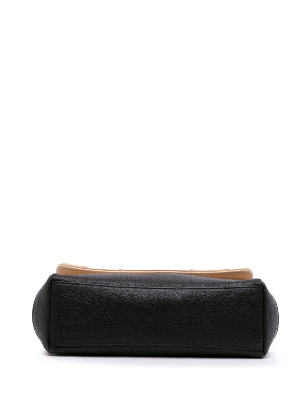 Pre-owned Chanel 2014 Cc Bicolor Quilted Calfskin And Caviar Single Flap Crossbody Bag In Brown