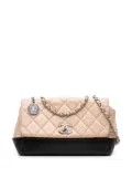 CHANEL Pre-Owned 2014 CC Bicolor Quilted Calfskin and Caviar Single Flap crossbody bag - Brown