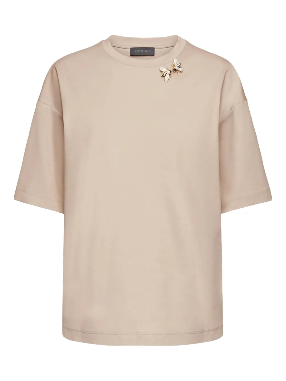 Elena Miro' Bee-embellished T-shirt In Neutral