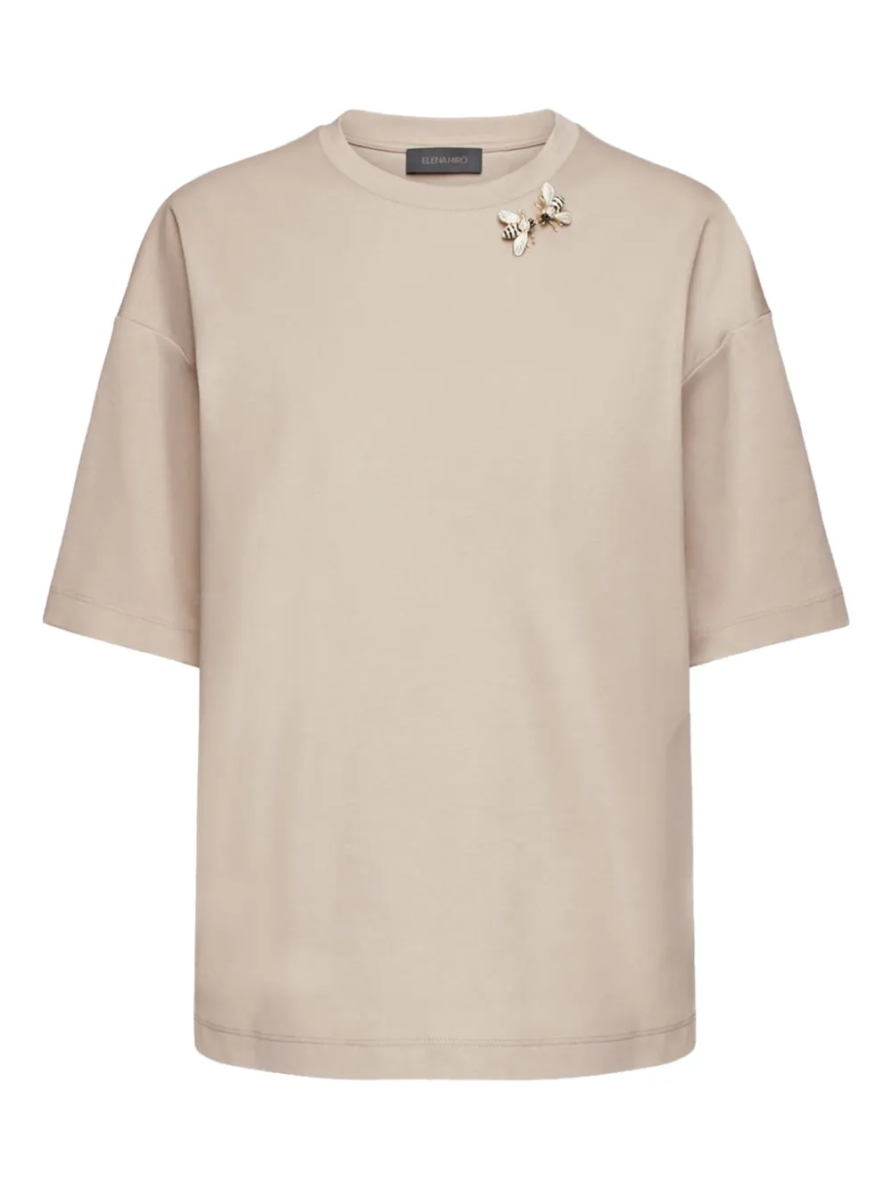 ELENA MIRO` bee-embellished T-shirt - Toni neutri