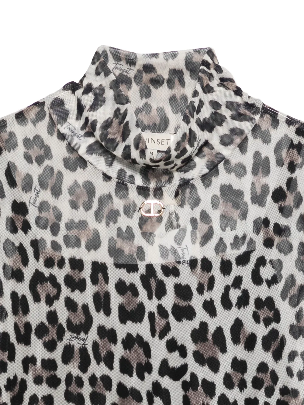 TWINSET Kids Jurk met luipaardprint en hoge hals Bruin