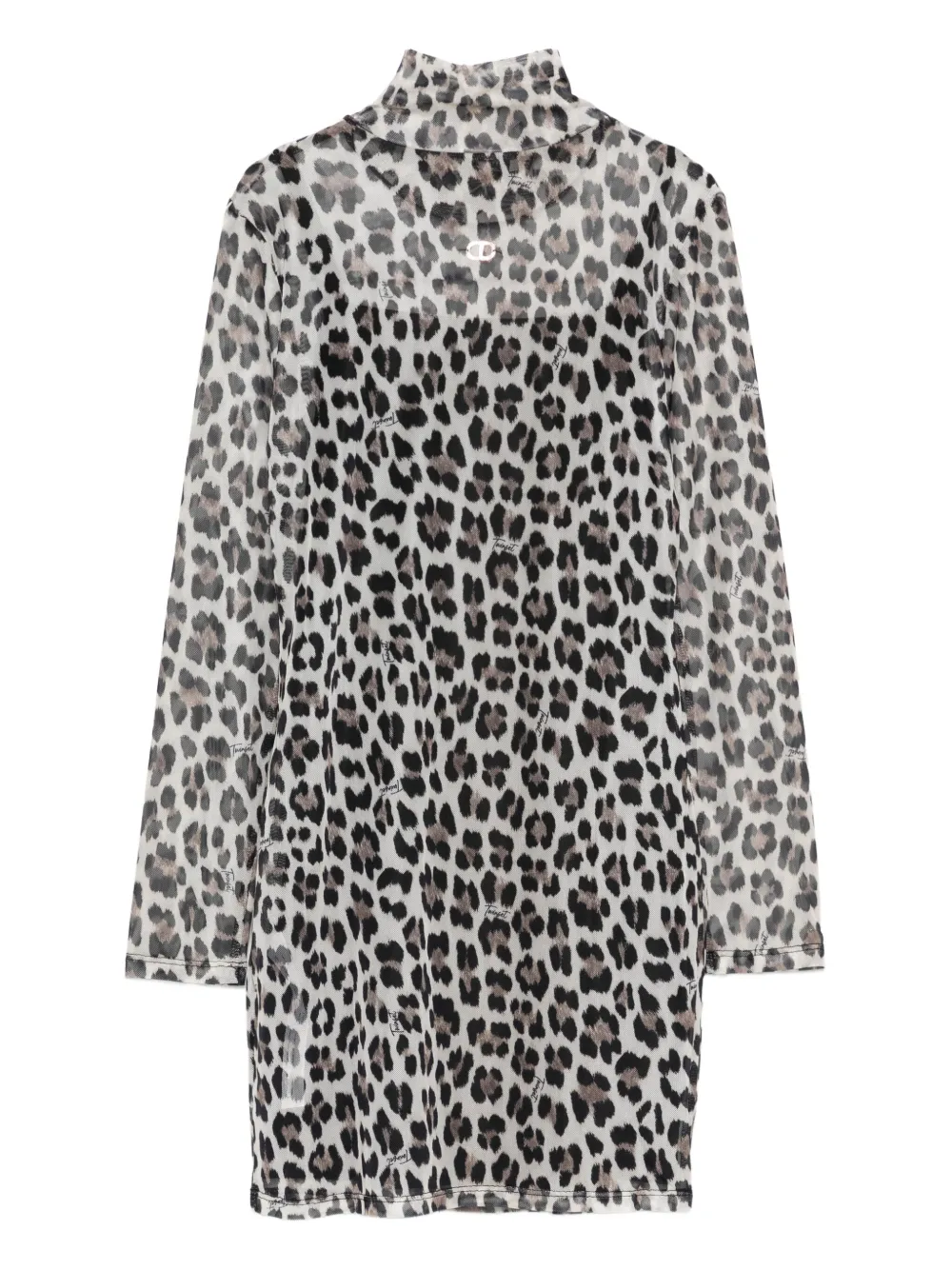 TWINSET Kids Jurk met luipaardprint en hoge hals Bruin