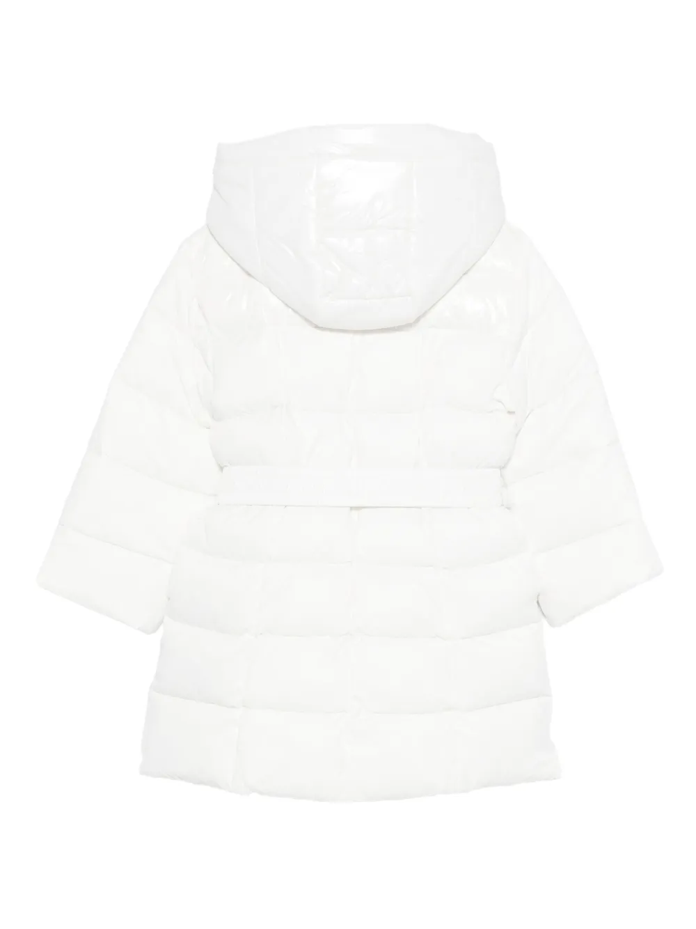 Twinset Hooded Belted Coat In White