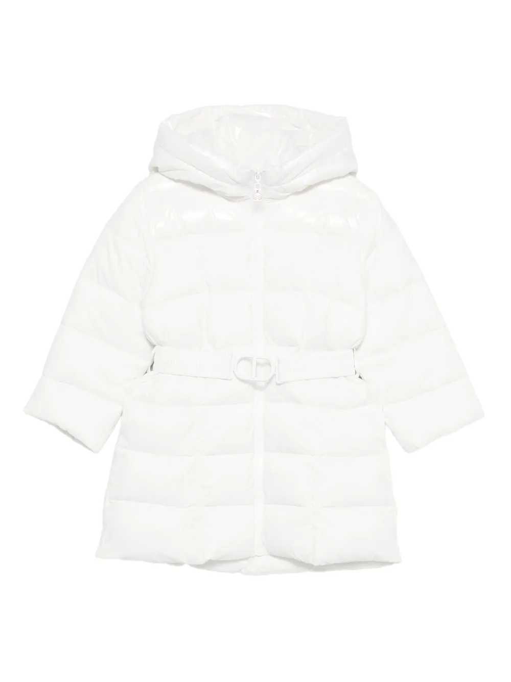 TWINSET Kids フーデッド ベルテッドコート - ホワイト TWINSET Kids フーデッド ベルテッドコート - ホワイト