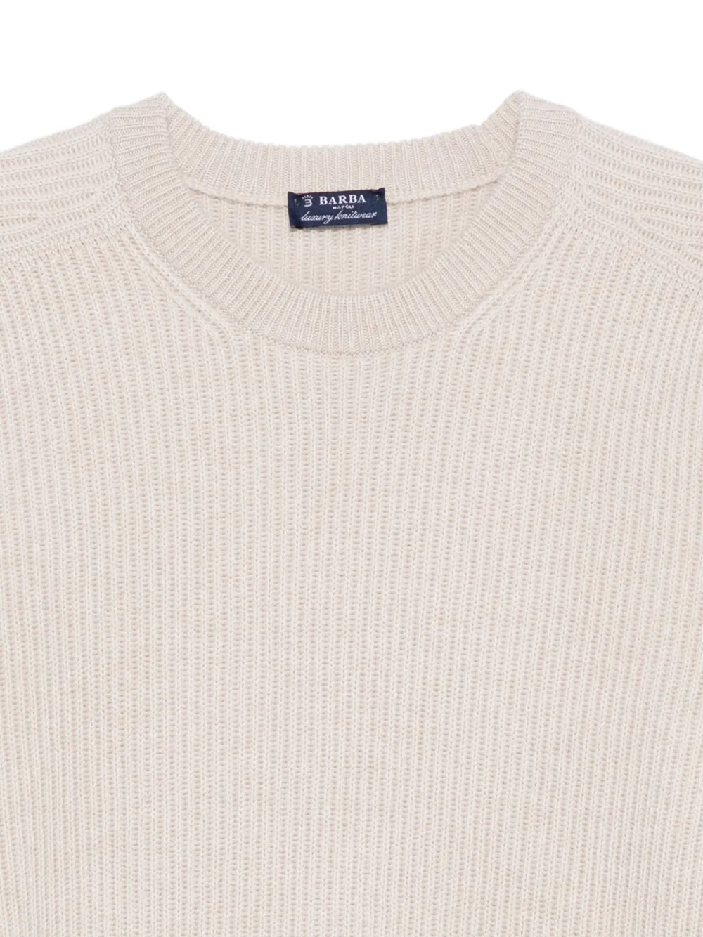 Barba Geribbelde sweater met ronde hals Beige