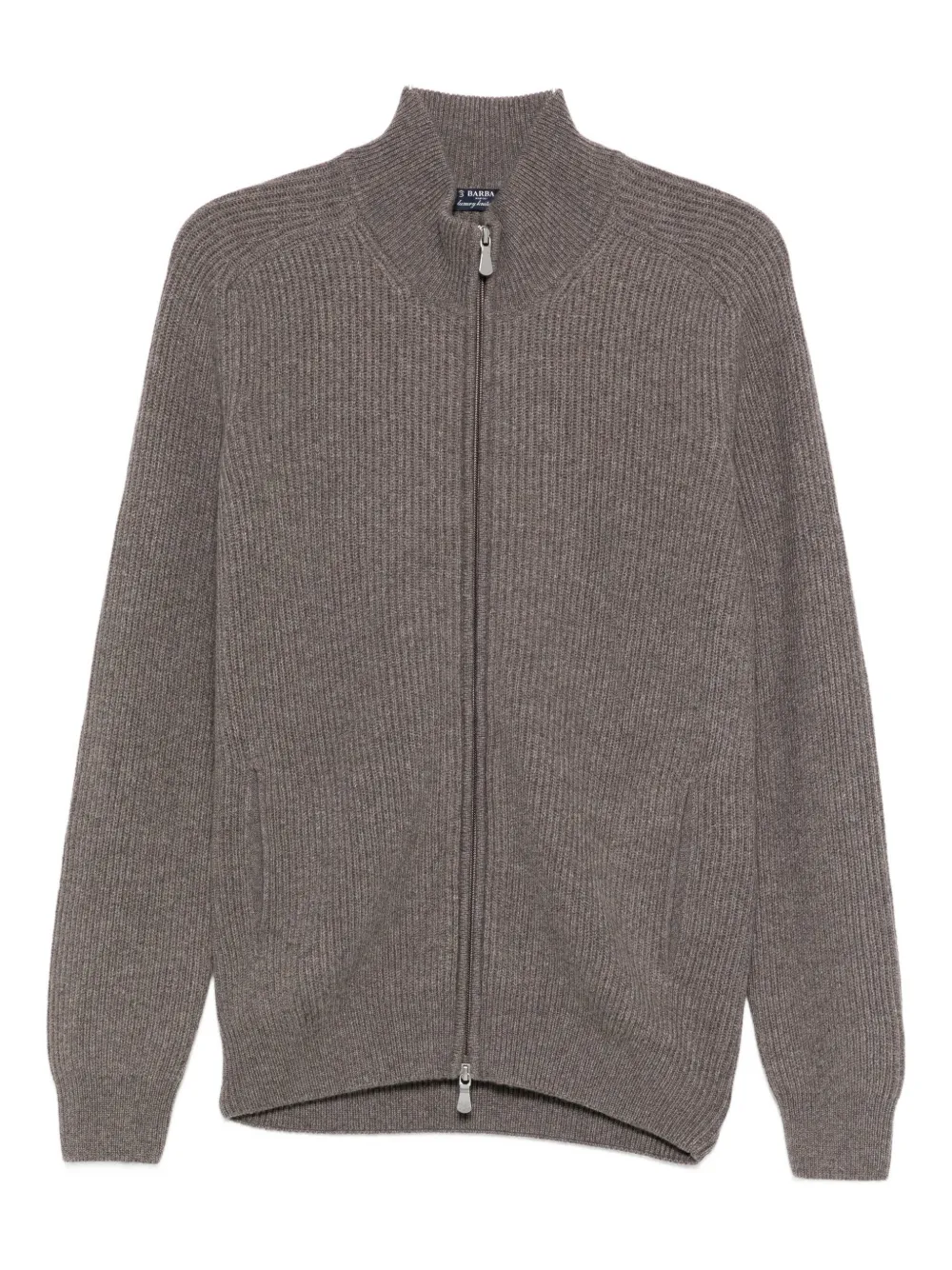 Barba ribbed zip-up cardigan | Brown | Image 1