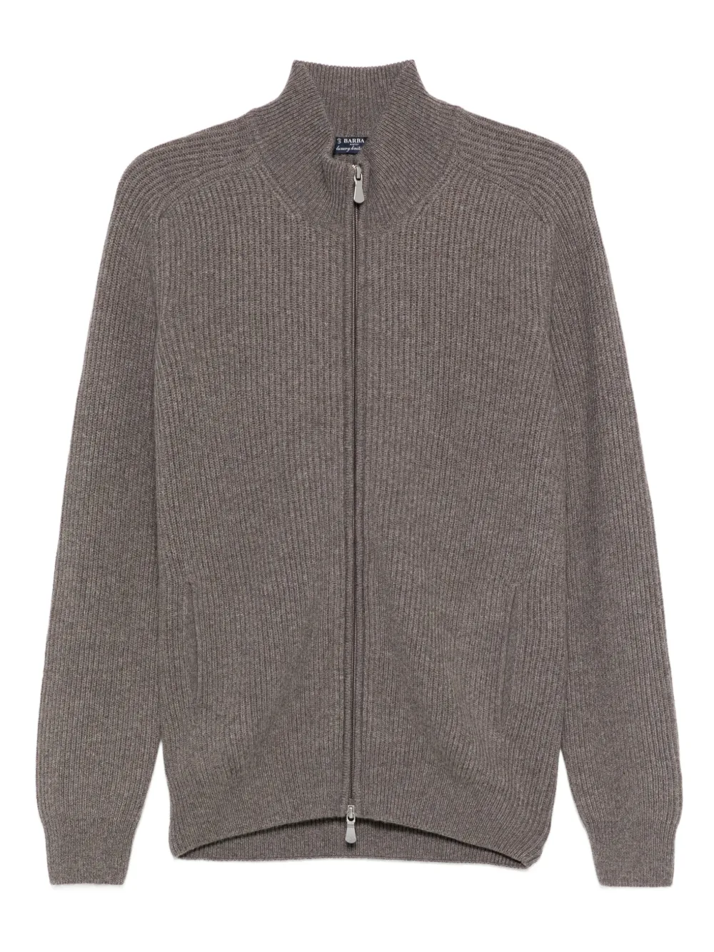 Barba ribbed zip-up cardigan | Brown | Image 1