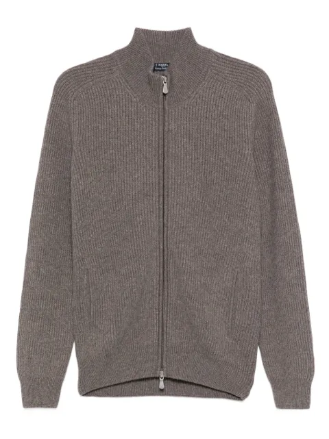 Barba ribbed zip-up cardigan