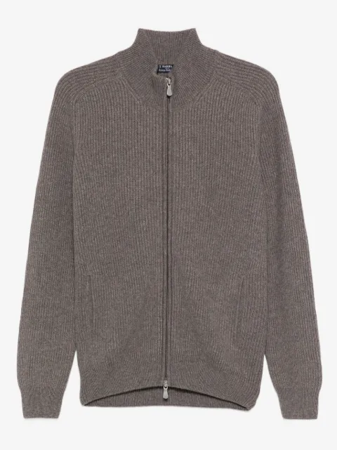 Barba cardigan côtelée à fermeture zippée
