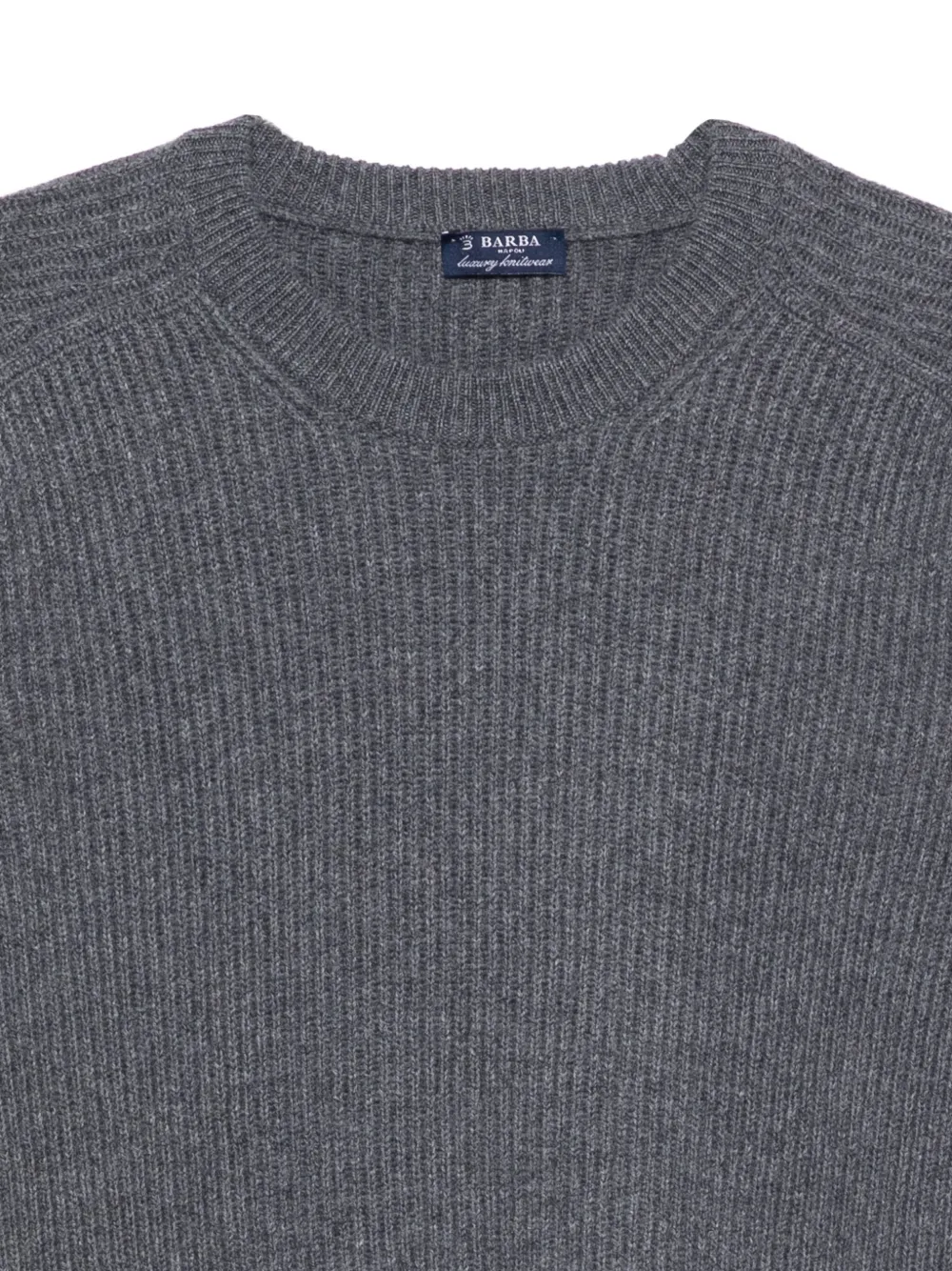Barba Geribbelde sweater met ronde hals Grijs