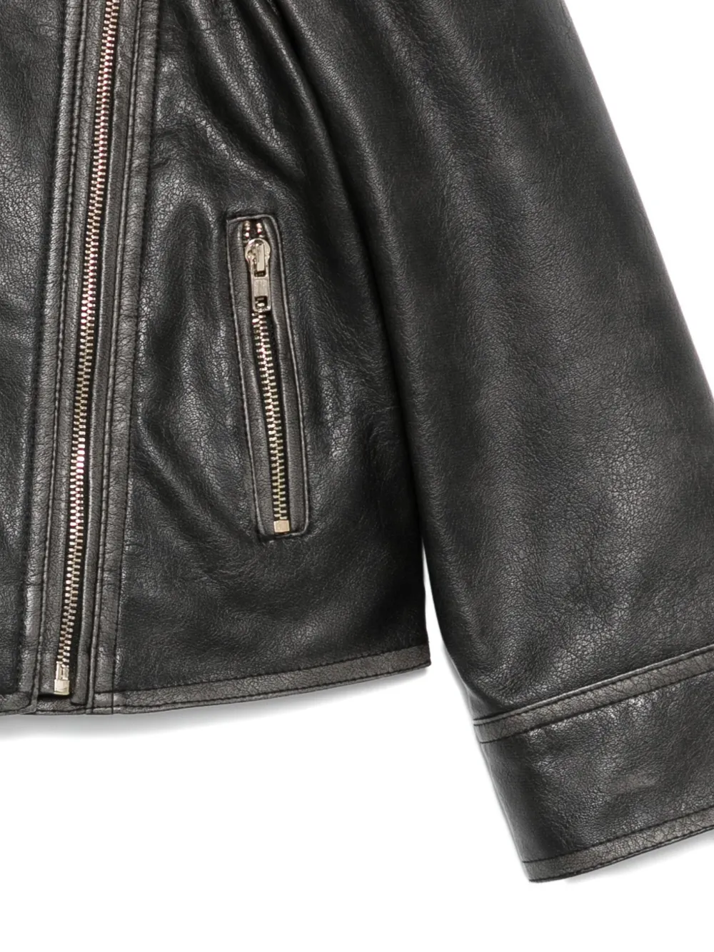 TWINSET Kids Leren jack met ritssluiting Zwart